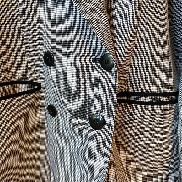 Vintage Norton McNaughton Blazer Black White Houndstooth Dark Academia Size 6 - Picture 4 of 5